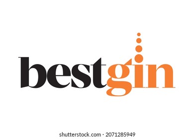 Modern, simple, minimal typographic design of a saying "Best Gin" in black and orange colors. Cool, urban, trendy and playful graphic vector art with serif typography.