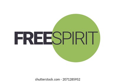 Modern, simple, minimal typographic design of a saying "Free Spirit" in green and grey colors. Cool, urban, trendy and playful graphic vector art.