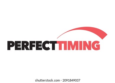 Modern, simple, minimal typographic design of a saying "Perfect Timing" in red and black colors. Cool, urban, trendy and vibrant graphic vector art