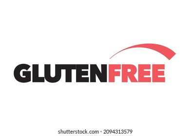 Modern, simple, minimal typographic design of a saying "Gluten Free" in red and black colors. Cool, urban, trendy and vibrant graphic vector art