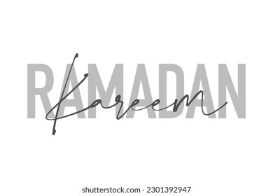 Modern, simple, minimal typographic design of a saying "Ramadan Kareem" in tones of grey color. Cool, urban, trendy graphic vector art with handwritten typography.
