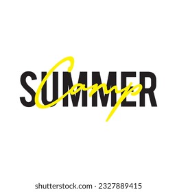 Modern, simple, minimal typographic design of a saying "Summer Camp" on white background