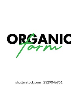 Modern, simple, minimal typographic design of a saying "Organic Farm" on white background.