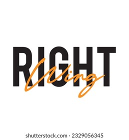 Modern, simple, minimal typographic design of a saying "Right Wing" on white background.