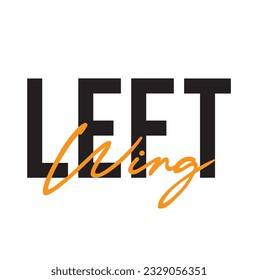 Modern, simple, minimal typographic design of a saying "Left Wing" on white background.