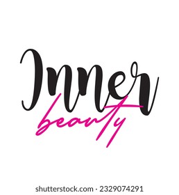 Modern, simple, minimal typographic design of a saying "Inner Beauty" on white background.