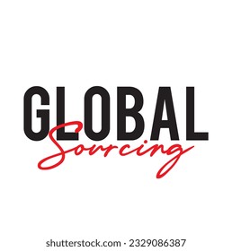 Diseño tipográfico moderno, simple y mínimo de un dicho "Global Sourcing" sobre fondo blanco.
