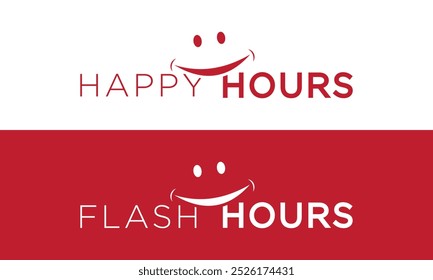 Modern, simple, minimal typographic design of a saying "Happy Hour"  trendy graphic art vector 