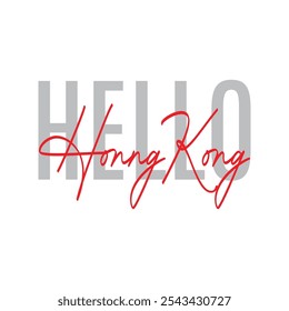 Modern, simple, minimal typographic design of a saying "Hello " in tones of grey red color. Cool, urban, trendy and playful graphic vector art with handwritten typography signature, bold style