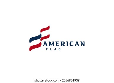 Modern Simple Minimalist American USA US Flag Logo Design Vector