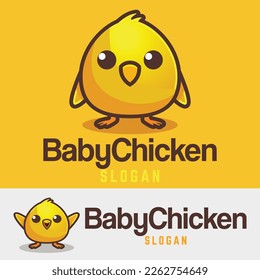 Modern simple minimalist baby chicken mascot logo design vector with modern illustration concept style for badge, emblem and tshirt printing. modern chicks cartoon logo template isolated on background