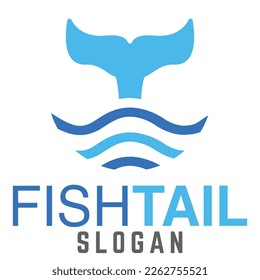 Modern simple minimalist fish tail logo design vector with modern illustration concept style for badge, emblem and tshirt printing. modern fish tail logo cartoon illustration.