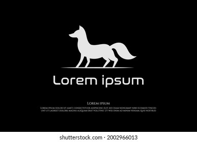 Modern Simple Minimalist Fox Logo Design Vector