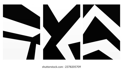 Moderna galería minimalista de arte mural. Pinturas en blanco y negro de arte. Decoración minimalista moderna de la pared