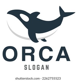 Modern simple minimalist Orca killer Whale mascot logo design vector with modern illustration concept style for badge, emblem and tshirt printing. modern orca logo cartoon illustration.