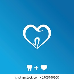 Modern Simple and Minimalist Teeth and Love Dental Logo designs