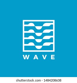 Modern simple minimalist wave inside square shape logo design