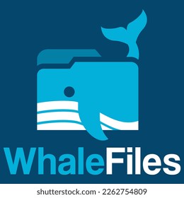 Modern simple minimalist Whale folder storage file mascot logo design vector with modern illustration concept style for badge, emblem and tshirt printing. modern whale logo cartoon illustration.