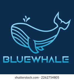 Modern simple minimalist Whale mascot logo design vector with modern illustration concept style for badge, emblem and tshirt printing. modern outline whale logo cartoon illustration.