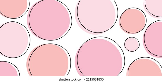Modern simple minimalistic abstraction with geometric shapes (circles) and sketch on white background