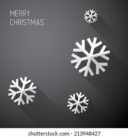 Moderne, einfache, minimalistische Weihnachtskarte mit langen Schatten - schwarz-weiß