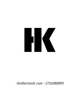 Modern Simple Monogram Letter Hk Logo in black color and white background