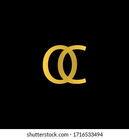 Modern Simple Monogram Letter OC Logo in gold color isolated with black color.