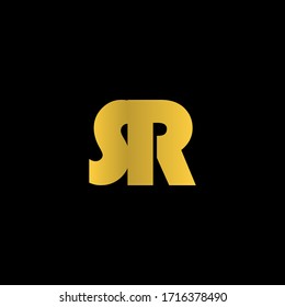Modern Simple Monogram Letter SR Logo in gold color and black background