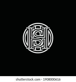 Diseños de logotipos de letra H y letra S de monograma moderno y simple