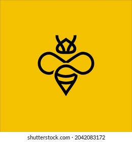 Modern and Simple Monoline Bee combine infinity Logo design