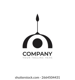 Modern simple mosque logo or icon template silhouette design vector illustration