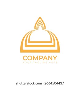 Logotipo de mezquita simple moderna o Plantilla de iconos Ilustración vectorial de diseño dorado