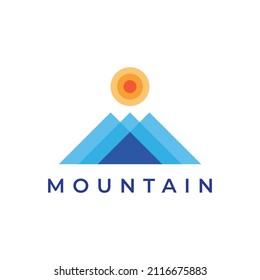 modernes und einfaches Logo für Berge und Sonne