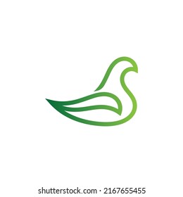 modern and simple nature bird leaf with line style logo design