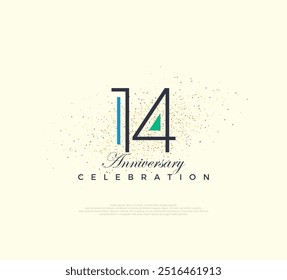 Modern and simple number design for 14th anniversary celebration. Premium vector for poster, banner, celebration greeting.