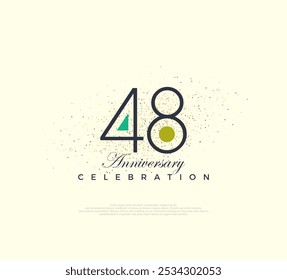 Diseño de números moderno y simple para la celebración del 48 aniversario. Vector de Premium para cartel, Anuncio, saludo de celebración.