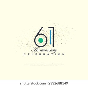 Modernes und einfaches Nummerndesign für 61. Jubiläumsfeiern. Premium Vektor für Poster, Banner, Fest Gruß.