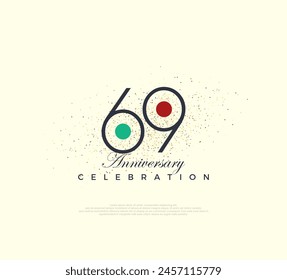 Modernes und einfaches Zahlendesign für die 69-Jahr-Feier. Premium Vektorgrafik für Poster, Banner, Feier Gruß.