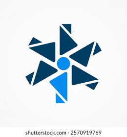 Modern and simple number one on blue circle logo design