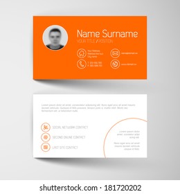 Modern simple orange business card template with flat user interface