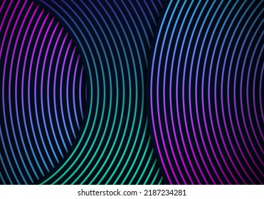 Moderna y simple superposición de líneas de círculo textura de degradado sobre fondo oscuro con espacio de copia