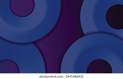 Modern Simple Overlap Circle Lines Gradient Texture on Dark Background with Copy Space