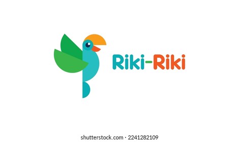 Modern and simple parrot bird flat color logo illustration. 