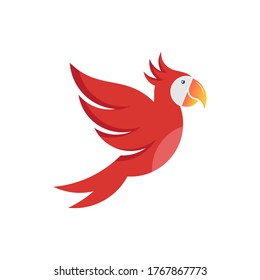 Modern and simple parrot bird with red color logo illustration