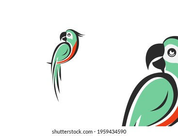 Modern and simple parrot bird with red color logo illustration