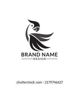 Modern and simple parrot bird with red color logo illustration.
