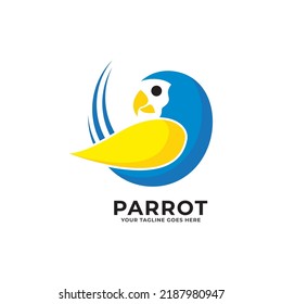 Modern and simple parrot bird with red color logo illustration