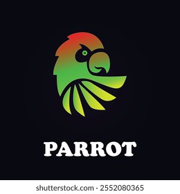 Pássaro papagaio moderno e simples com a ilustração do logotipo da cor vermelha