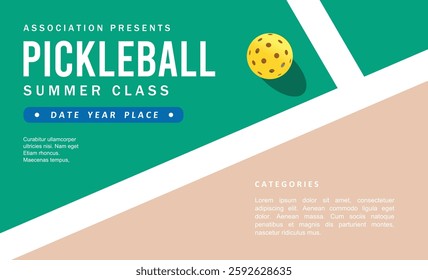 Modern simple pickleball court background design for any media