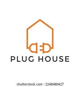 Moderno logotipo de la casa de enchufe simple, plantilla de diseño del logotipo del vector de la cámara de enchufe simple